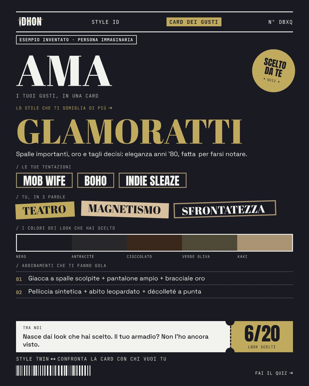 Esempi inventati · persone immaginarie: Ama, Glamoratti