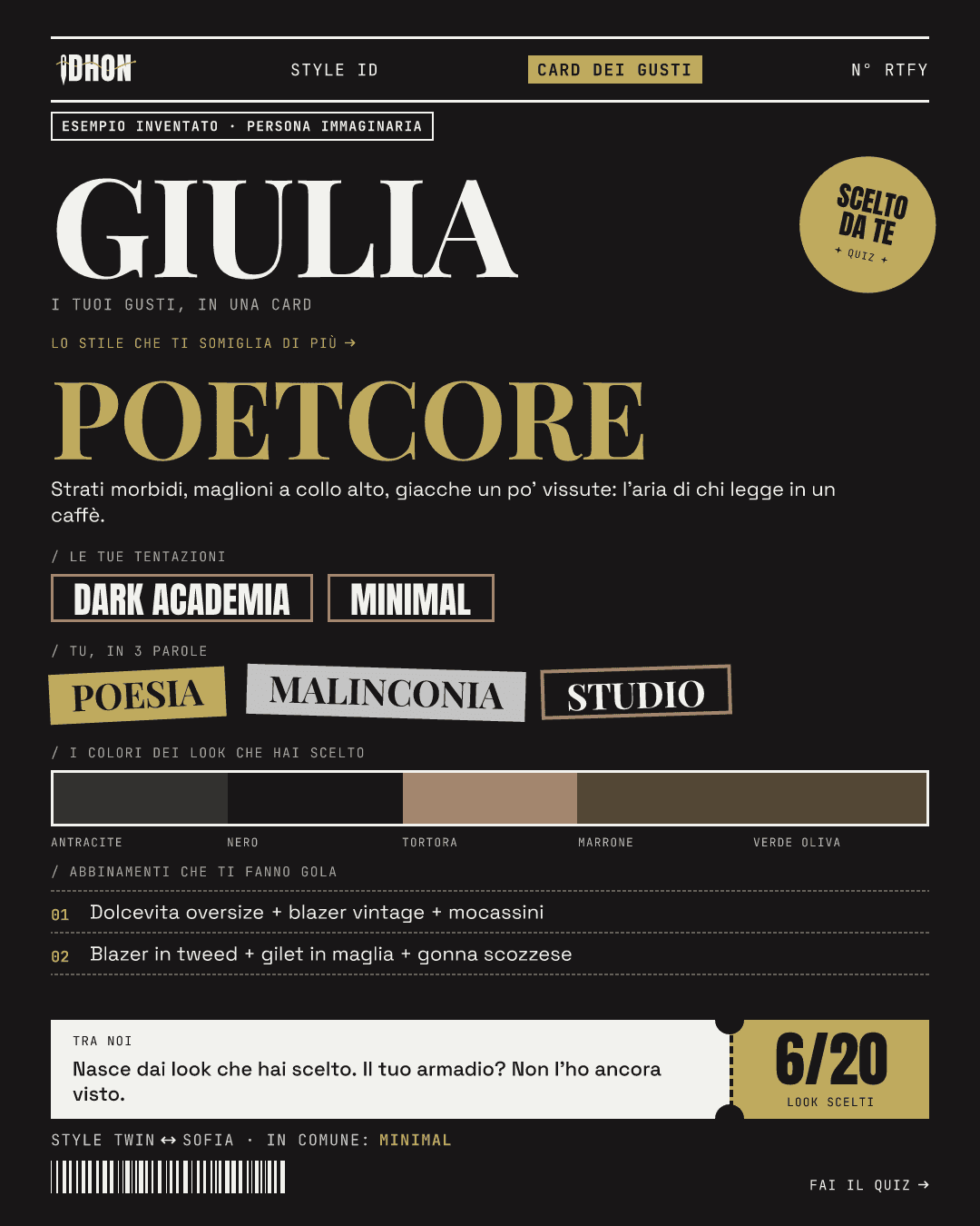 Esempi inventati · persone immaginarie: Giulia, Poetcore